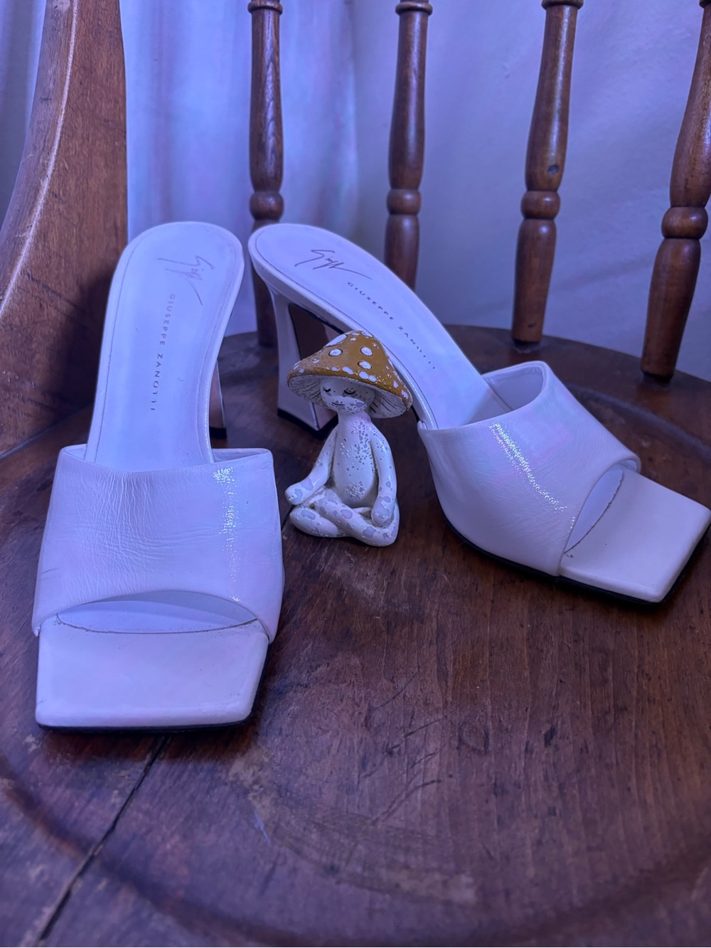 Giuseppe Zanotti Pale Pink Square-Toe Slide Heels